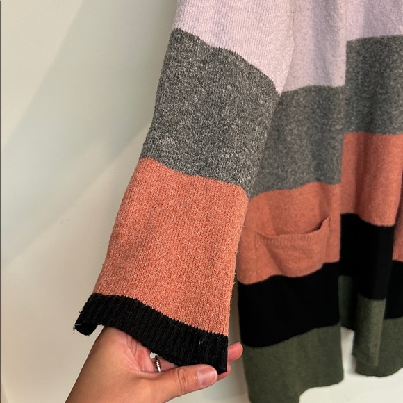 SO Women's Colorblock Cardigan - Black, Green, Pink, Orange - Picture 2 of 6